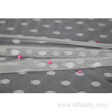Nylon Spandex White Dots Mesh Fabric